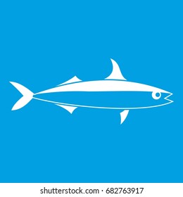 Fish icon white isolated on blue background vector illustration