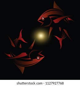 Fish icons arts design on illustrator.
