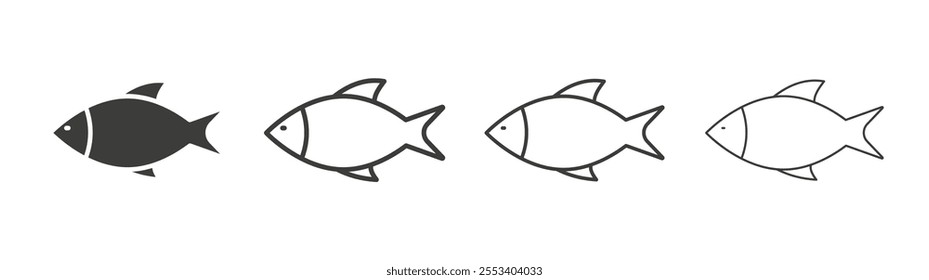 Fish icons collection. vector set in black color