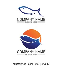 fish icons and logo design showing aquatic and animals logo tails and gills