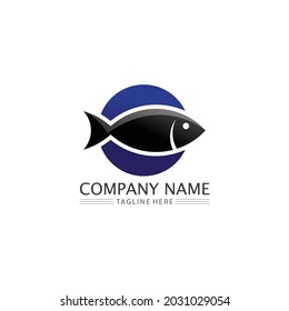 fish icons and logo design showing aquatic and animals logo tails and gills