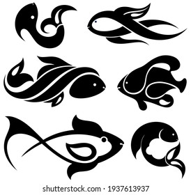 Fish icons    Marine life  Vector illustration  Logo fishes 
