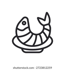 contorno de los iconos del pez y estilo plano, fondo transparente