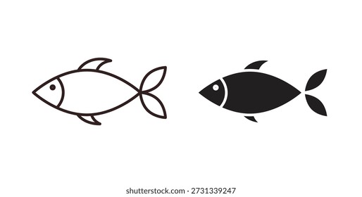 Iconos de peces. Iconos de contorno Vector colección. ilustraciones planas