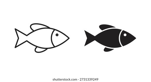 Iconos de peces. Iconos de contorno Vector colección. ilustraciones planas
