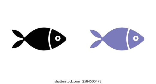 Fish icons pack in black and colored version