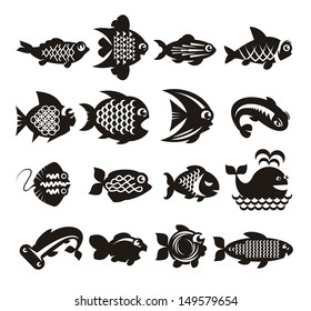 Fish icons set