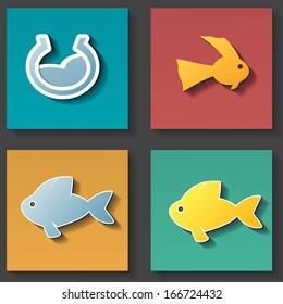fish icons set