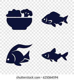 Fish icons set. set of 4 fish filled icons such as fish