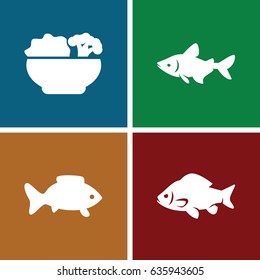 Fish icons set. set of 4 fish filled icons such as fish