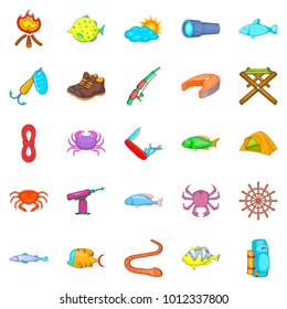 Fish icons set. Cartoon set of 25 fish vector icons for web isolated on white background