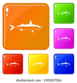 Fish icons set collection vector 6 color isolated on white background