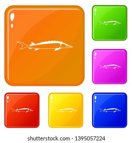 Fish icons set collection vector 6 color isolated on white background