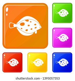 Fish icons set collection vector 6 color isolated on white background