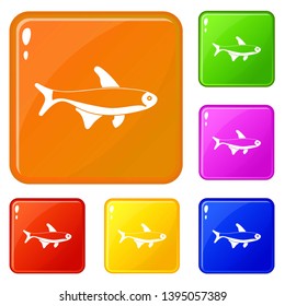 Fish icons set collection vector 6 color isolated on white background