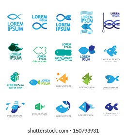 Fish Icons Set - Isolated On White Background - Vector Illustration, Graphic Design Editable For Your Design. Fish Logo