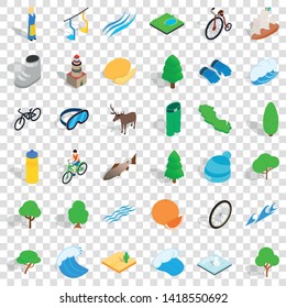 Fish icons set. Isometric style of 36 fish vector icons for web for any design