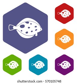 Fish icons set rhombus in different colors isolated on white background