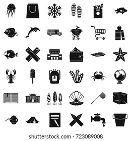 Fish icons set. Simple style of 36 fish vector icons for web isolated on white background