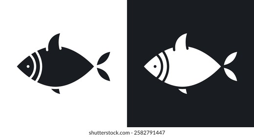 Fish icons set vectors black and colored style