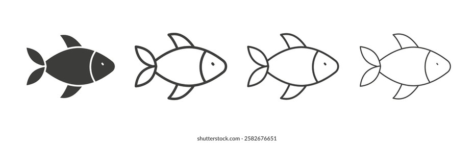 Fish icons set vectors graphic designs