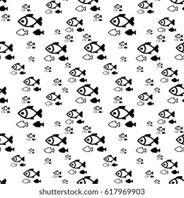 Fish icons or signs seamless pattern or background