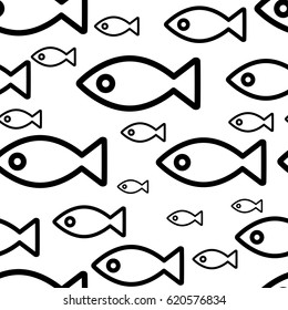 Fish icons or signs seamless pattern or background