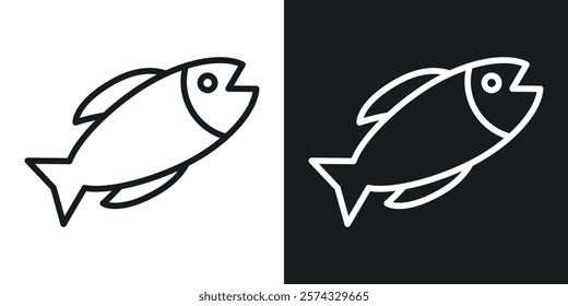 Fish icons in thin black and white stroke liner style