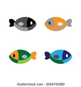 Fish icons of various colors. Great icons for web, computer, smartphone, animals etc.