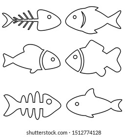 Fish icons vector set. Aqua illustration symbol collection.