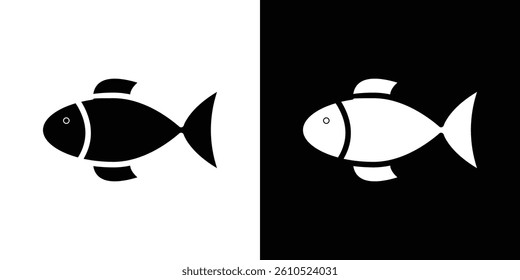 Fish icons vector set in solid flat style