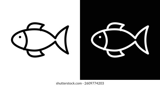 Fish icons vector set in stroke line style