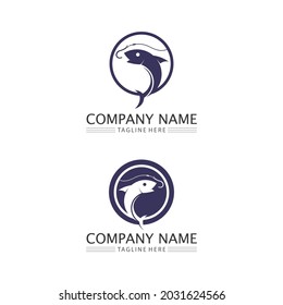 fish icons and vector showing aquatic and animals logo tails and gills