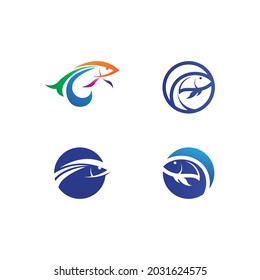 fish icons and vector showing aquatic and animals logo tails and gills