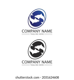 fish icons and vector showing aquatic and animals logo tails and gills