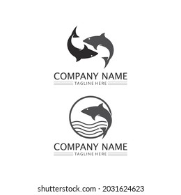 fish icons and vector showing aquatic and animals logo tails and gills