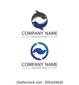 fish icons and vector showing aquatic and animals logo tails and gills