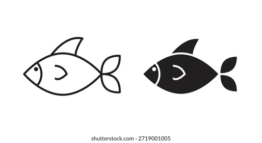 Iconos de pescado, símbolos de Vector. cartel plano lleno