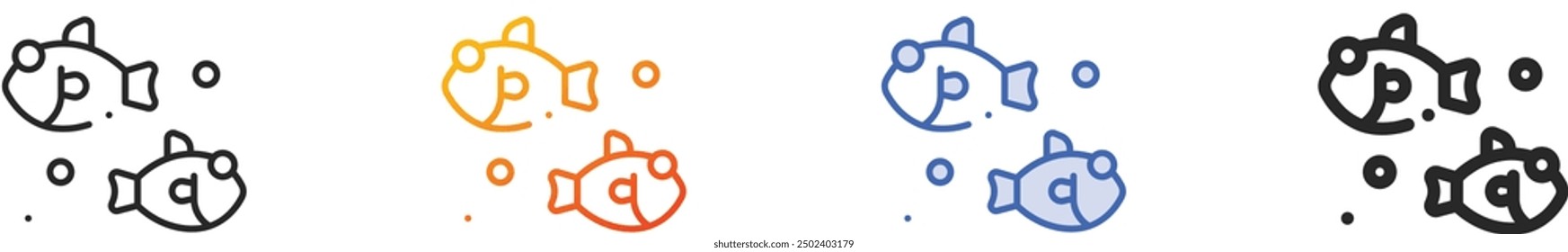 fish icon.Thin Linear, Gradient, Blue Stroke and bold Style Design Isolated On White Background