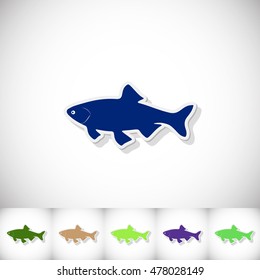 Fish ide. Flat sticker with shadow on white background. Vector illustration