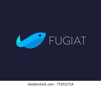 Fish idea logotype. Color overlay water logo. Universal sea food marine icon symbol.