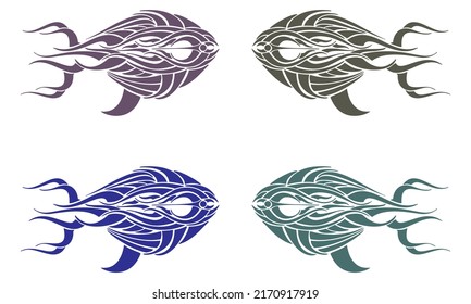 Idea De Pescado Para Ilustración Del Vector De Tatuaje Aislada Sobre Un Fondo Blanco
