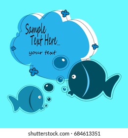 fish, illustration, baby, vector, animal, cartoon, cute, sea, water, design
