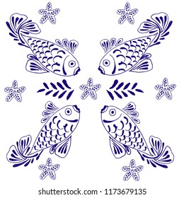 fish illustration blue