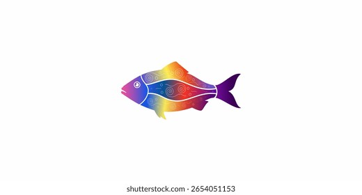fish illustration with curved stroke pattern
