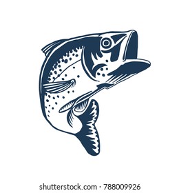 Fish Illustration for Fishing Store Label of Logo. Vector illustration