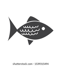 fish illustration, flat design, gray icon, vector