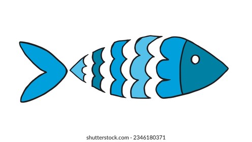 Fish illustration image. 
Hand drawn image artwork of a fish. 
Simple cute original logo.
Hand drawn vector illustration for posters, cards, t-shirts.