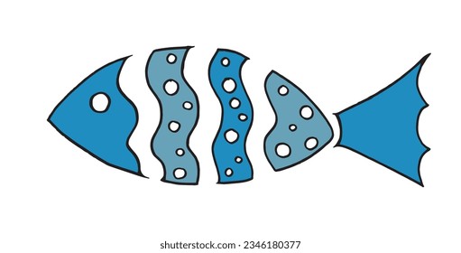 Fish illustration image. 
Hand drawn image artwork of a fish. 
Simple cute original logo.
Hand drawn vector illustration for posters, cards, t-shirts.