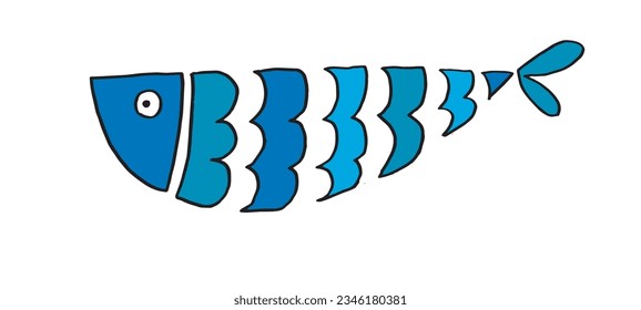 Fish illustration image. 
Hand drawn image artwork of a fish. 
Simple cute original logo.
Hand drawn vector illustration for posters, cards, t-shirts.